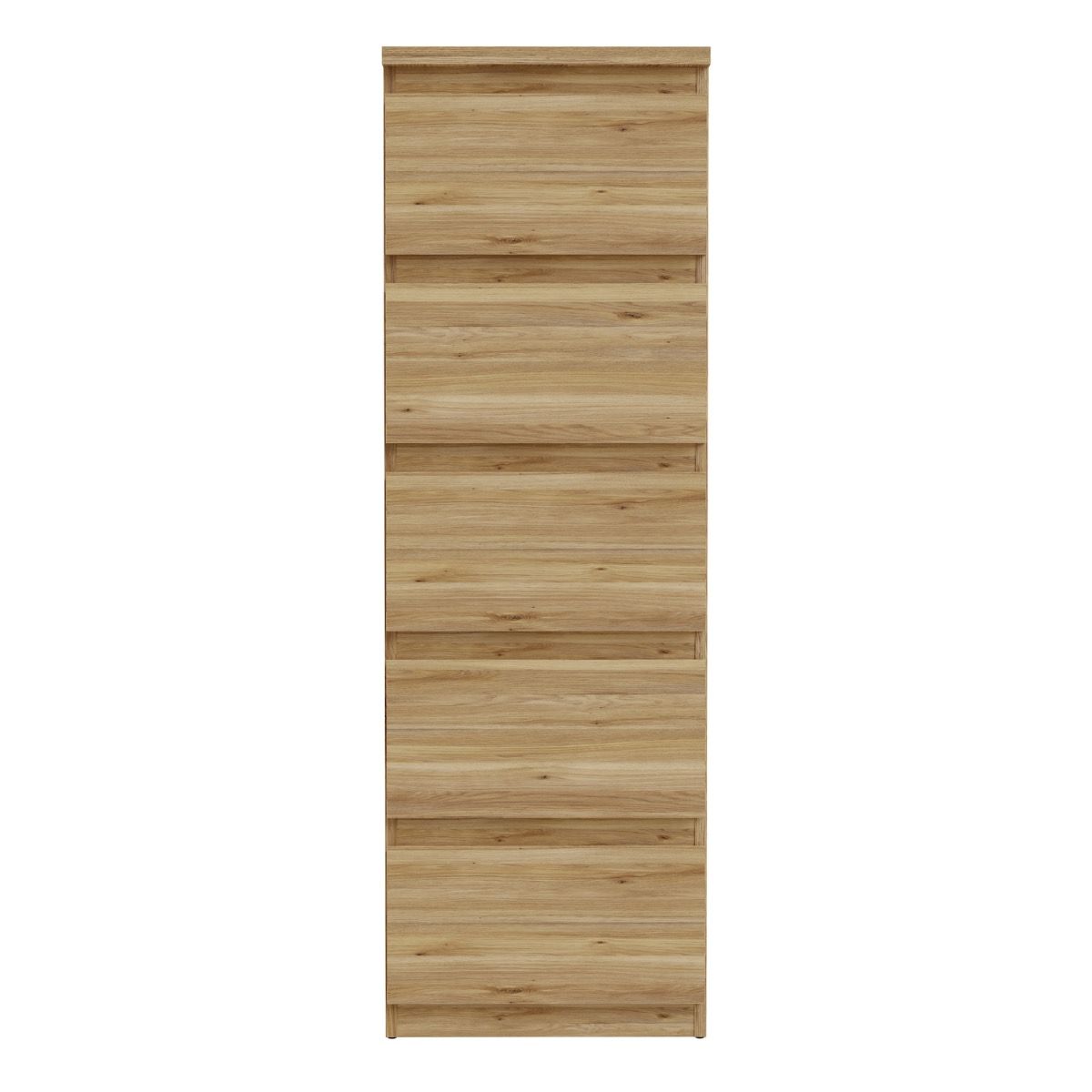 Edmore 5 Drawer Tall Narrow Chest of Drawers Tallboy In Mauvella Oak - Price Crash Furniture