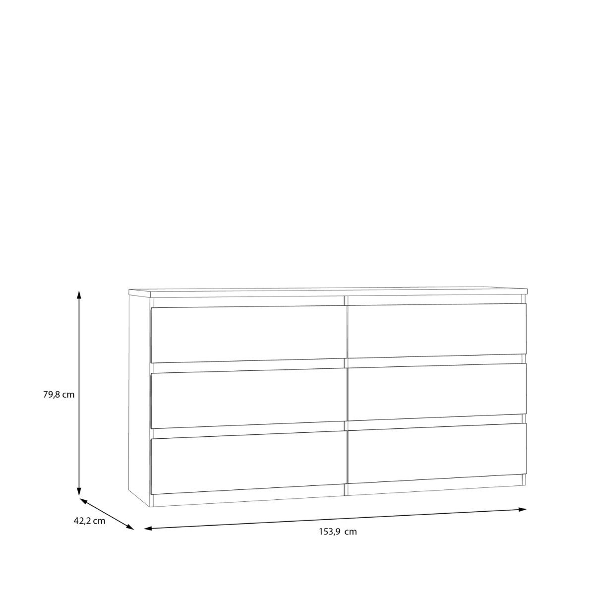 Edmore 6 Drawer Wide Chest of Drawers In Light Grey - Price Crash Furniture