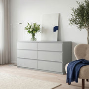 Edmore 6 Drawer Wide Chest of Drawers In Light Grey - Price Crash Furniture