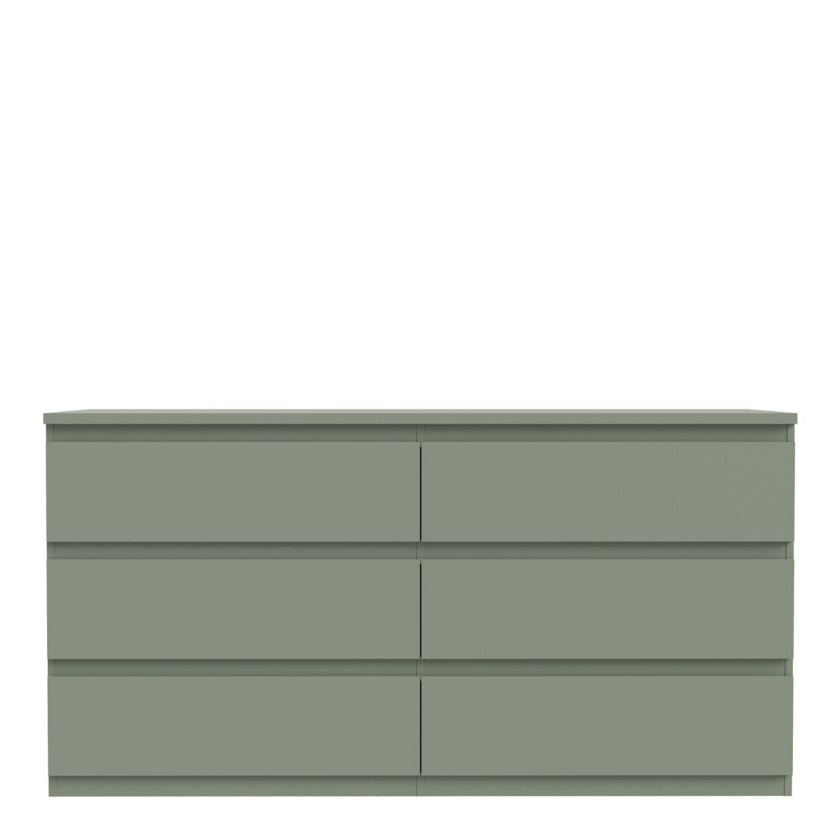 Edmore 6 Drawer Wide Chest of Drawers In Sage Green - Price Crash Furniture