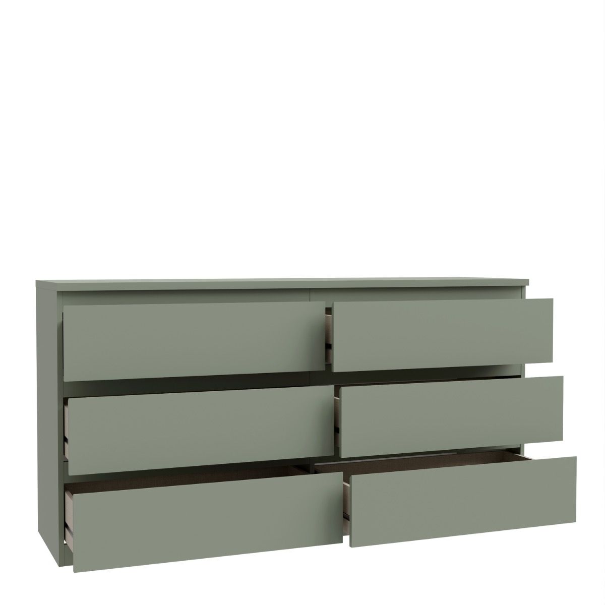 Edmore 6 Drawer Wide Chest of Drawers In Sage Green - Price Crash Furniture