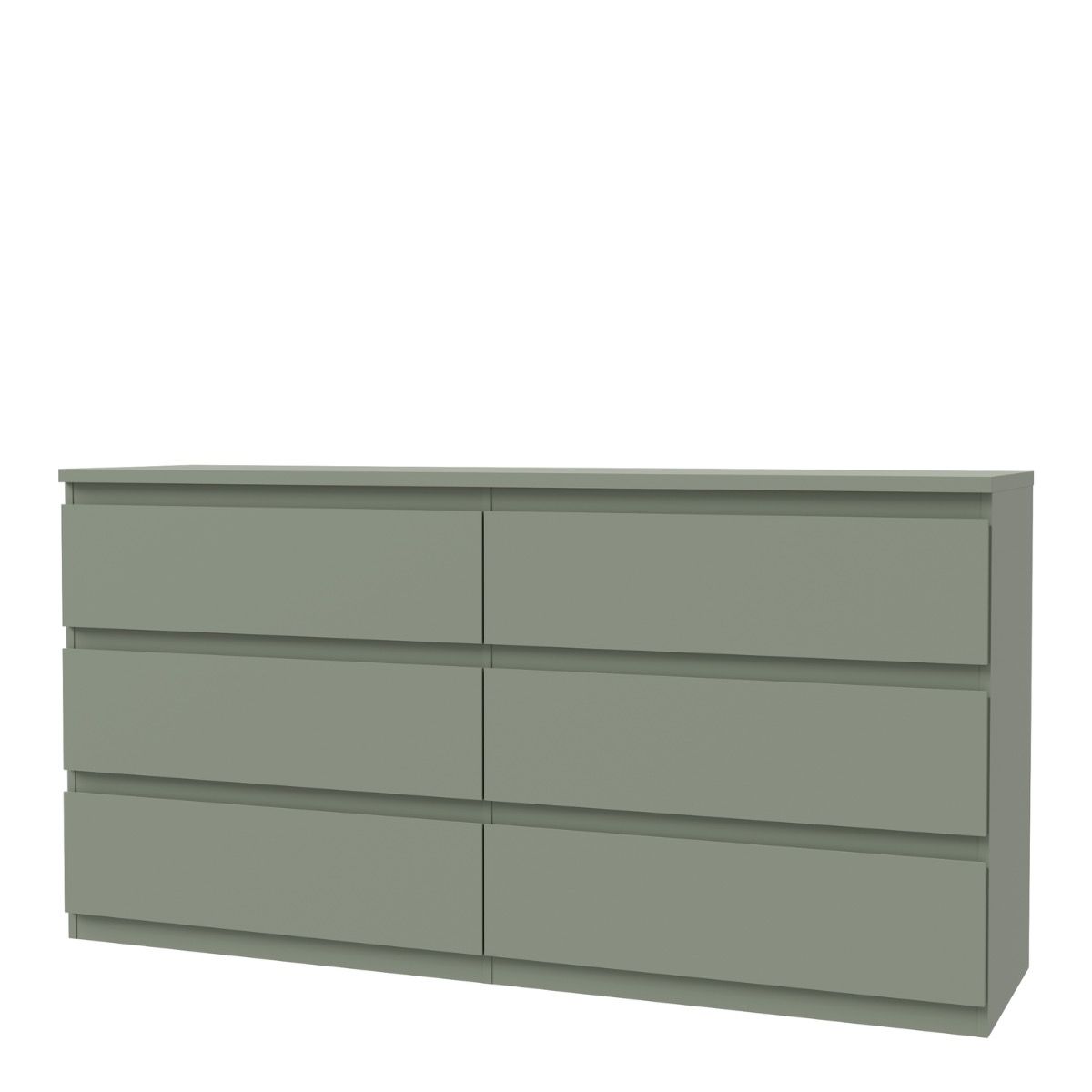 Edmore 6 Drawer Wide Chest of Drawers In Sage Green - Price Crash Furniture