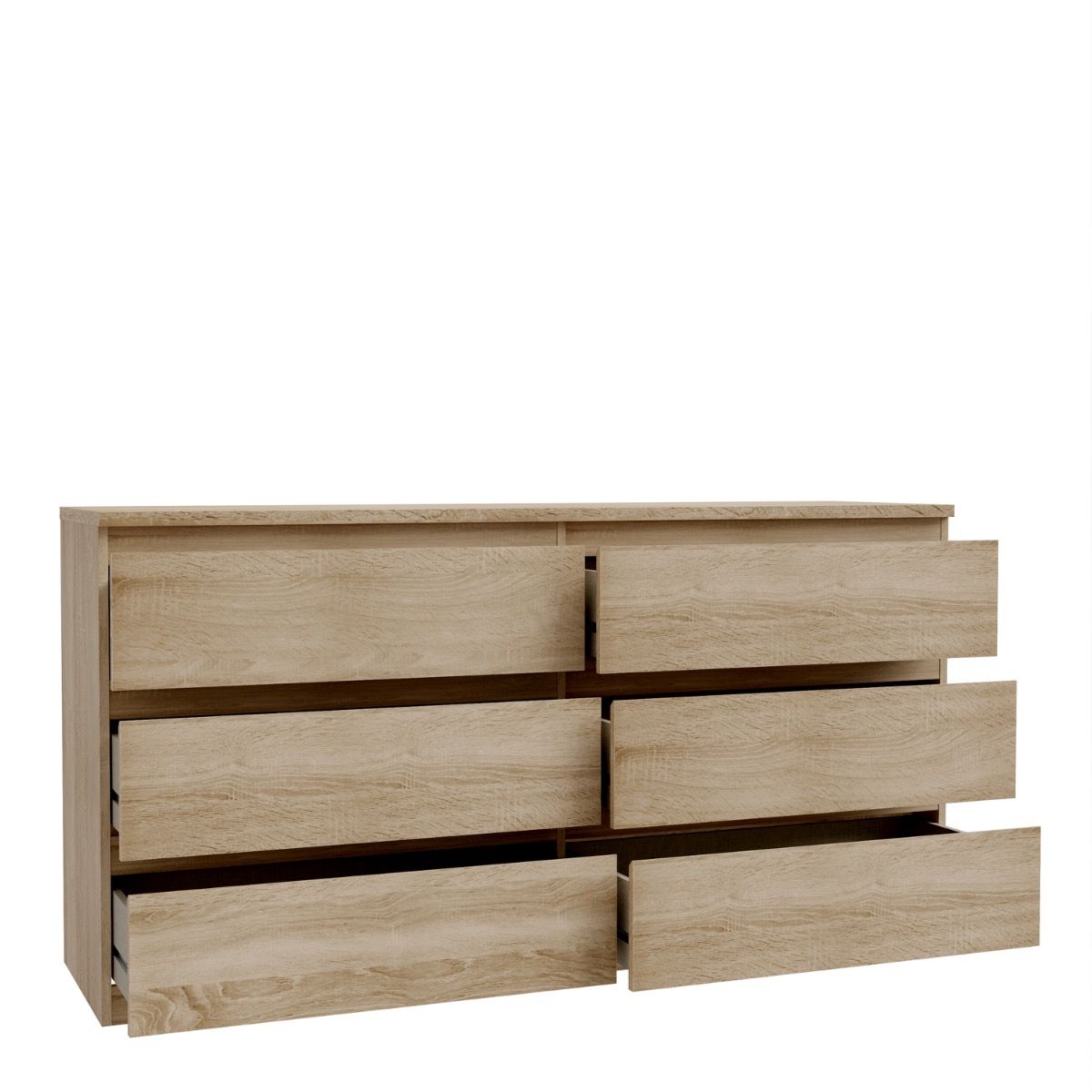 Edmore 6 Drawer Wide Chest Of Drawers In Sonoma Oak - Price Crash Furniture