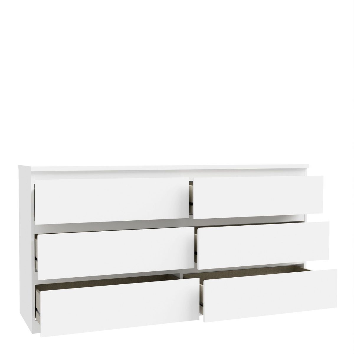 Edmore 6 Drawer Wide Chest of Drawers In White - Price Crash Furniture