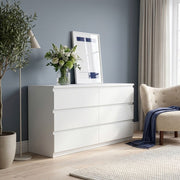 Edmore 6 Drawer Wide Chest of Drawers In White - Price Crash Furniture