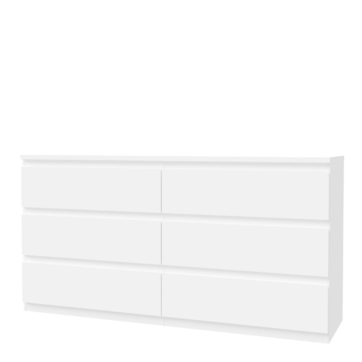 Edmore 6 Drawer Wide Chest of Drawers In White - Price Crash Furniture