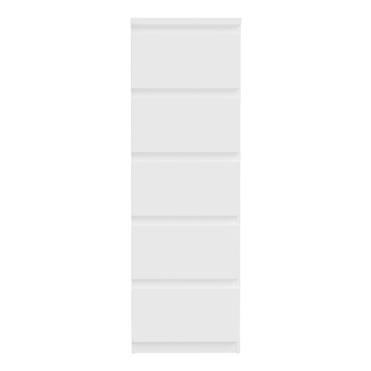 Edmore Tallboy 5 Drawer Tall Narrow Chest of Drawers In White - Price Crash Furniture