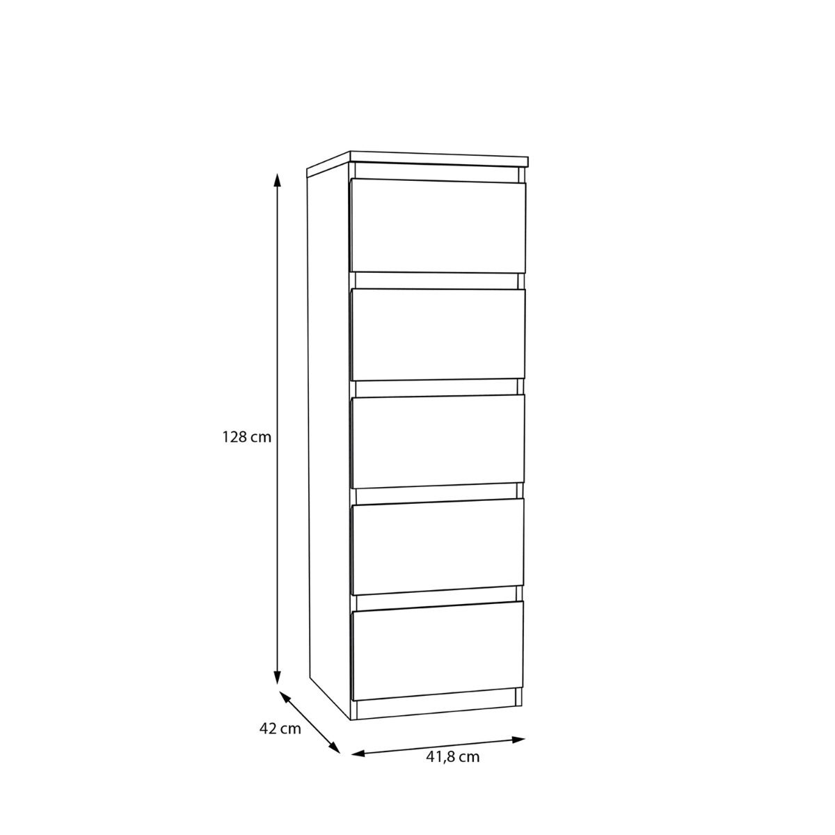 Edmore Tallboy 5 Drawer Tall Narrow Chest of Drawers In White - Price Crash Furniture