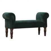 Emerald Velvet Bench With Turned Feet - Price Crash Furniture