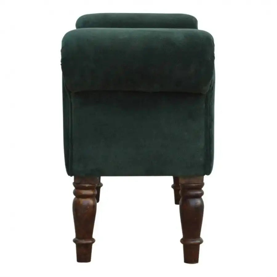 Emerald Velvet Bench With Turned Feet - Price Crash Furniture