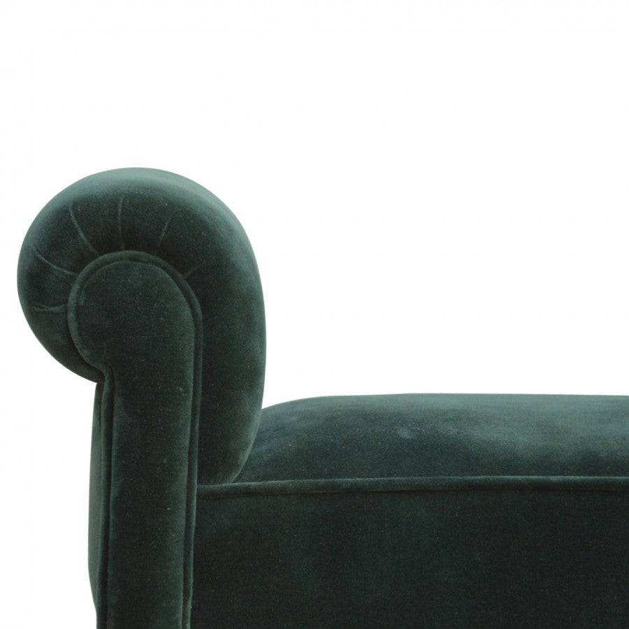 Emerald Velvet Bench With Turned Feet - Price Crash Furniture