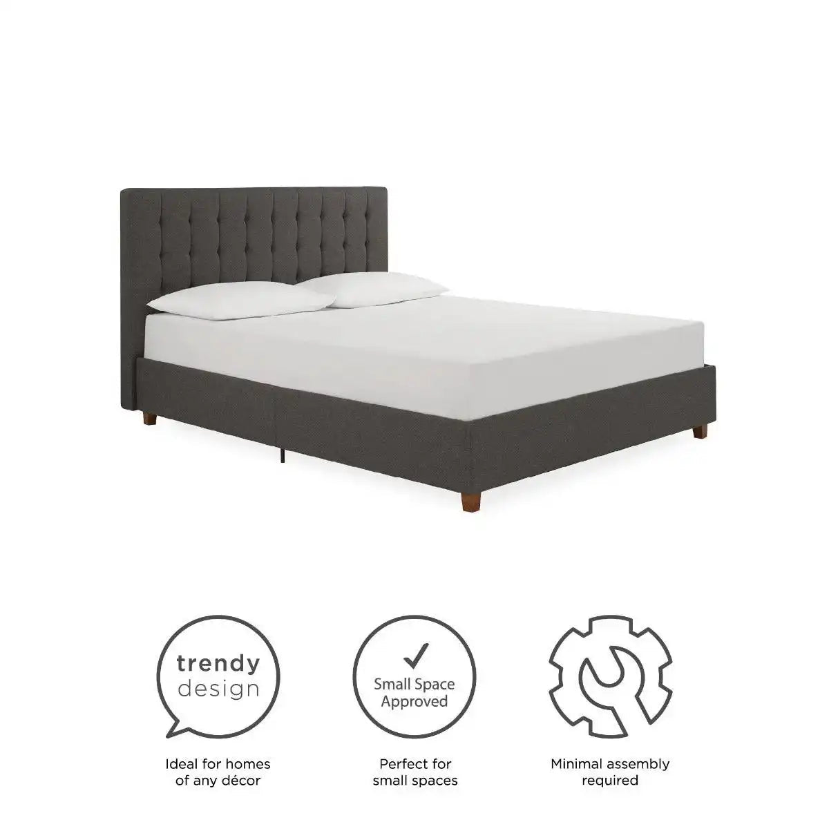 Emily Upholstered Double Bed in Grey by Dorel - Price Crash Furniture