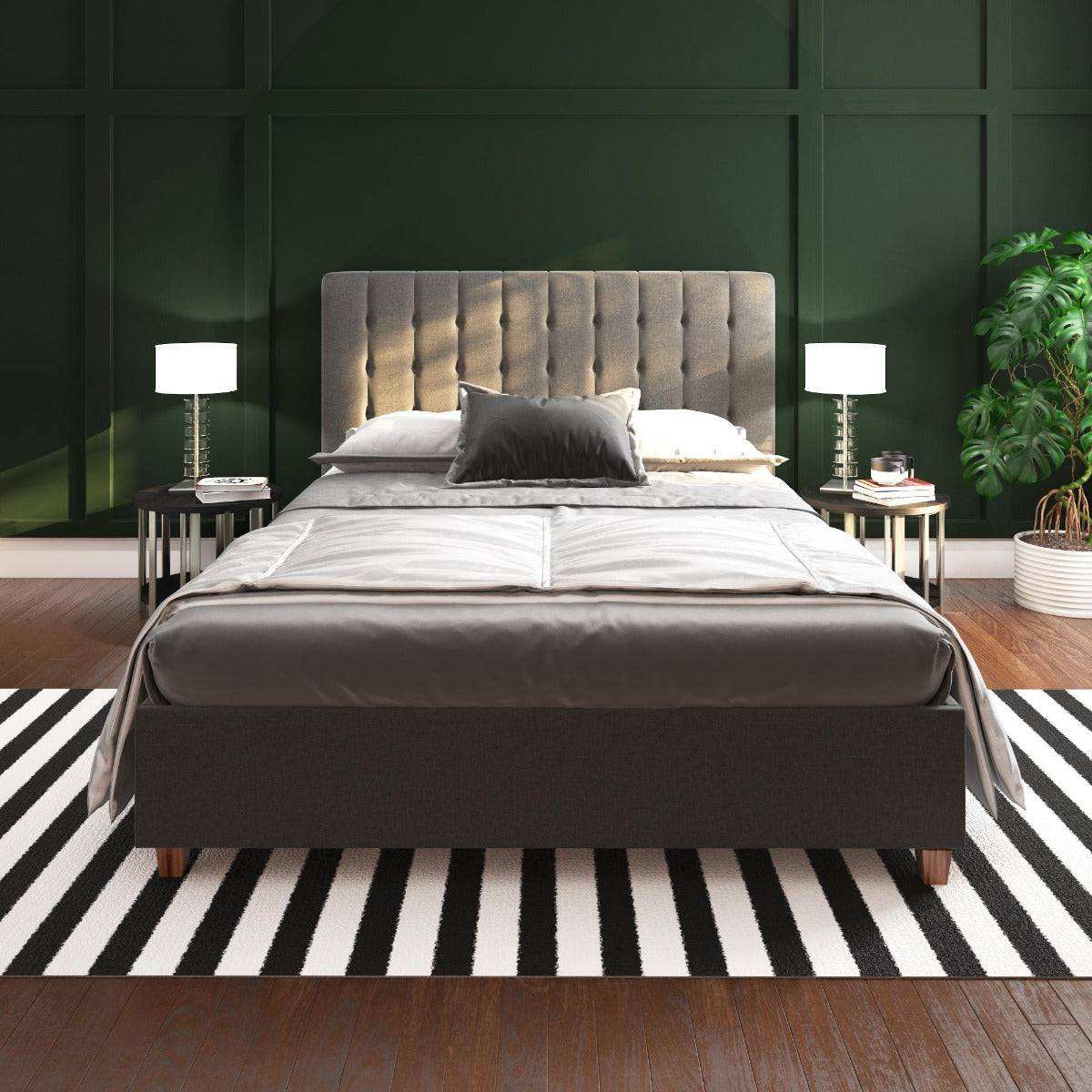 Emily Upholstered Double Bed in Grey by Dorel - Price Crash Furniture