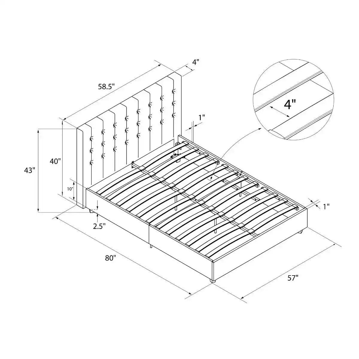 Emily Upholstered Double Bed in Grey by Dorel - Price Crash Furniture