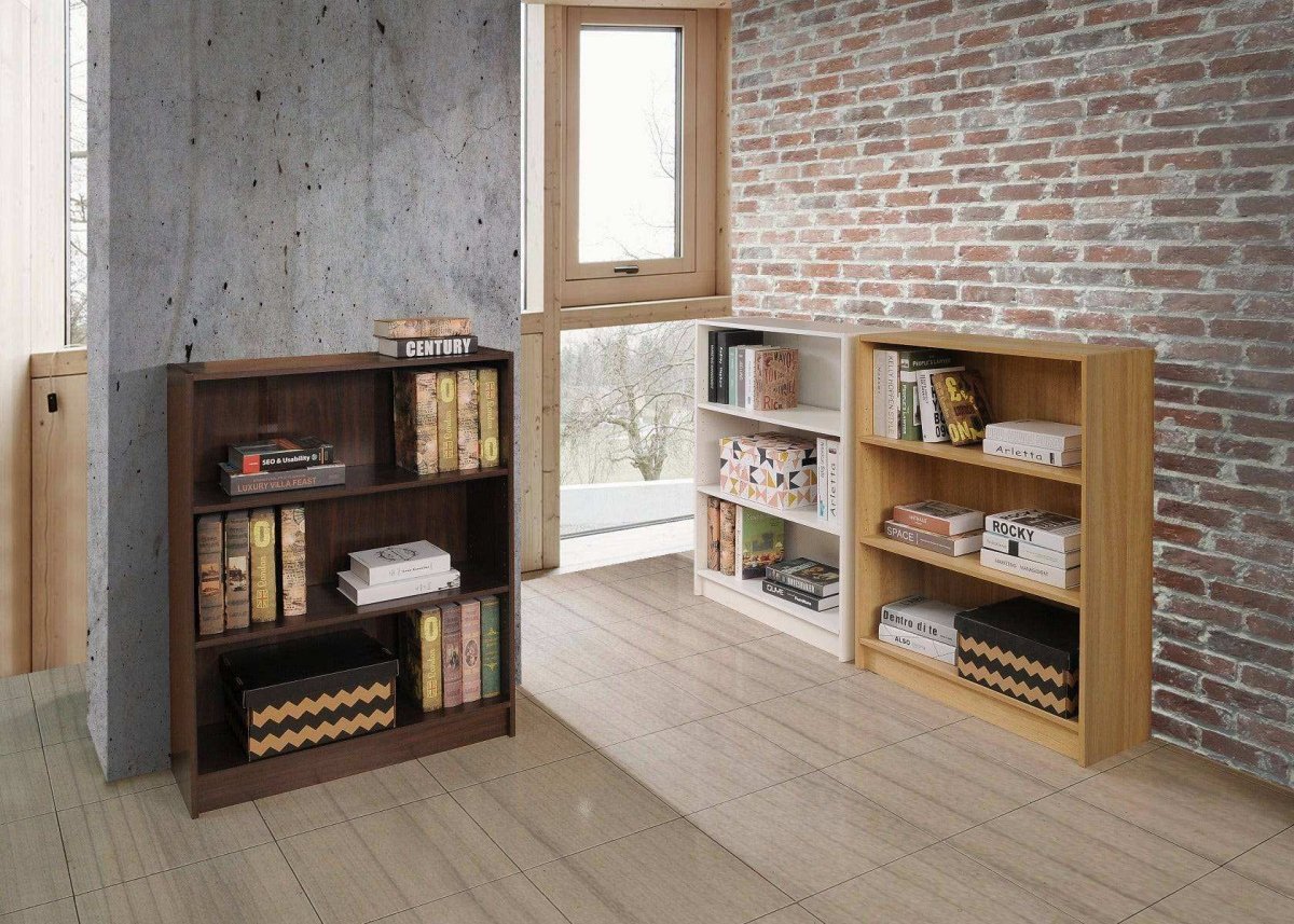 Essentials Bookcase Low Wide in Oak by TAD - Price Crash Furniture