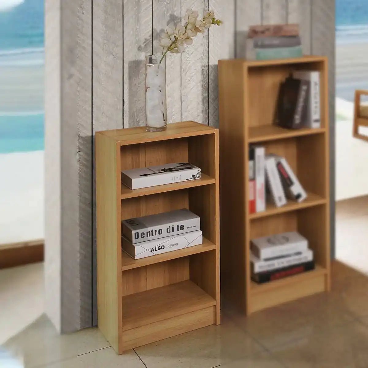 Essentials Bookcase Small Narrow in Oak by TAD – Price Crash Furniture