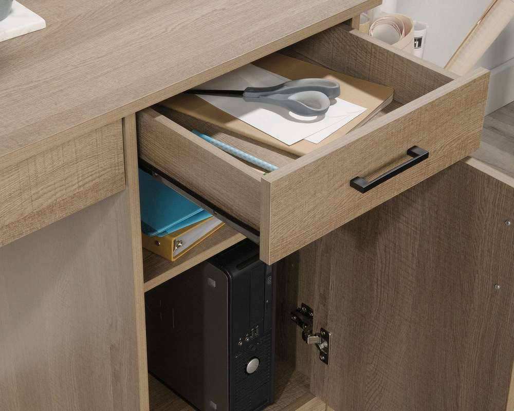 Essentials L - Shaped Desk in Summer Oak - Price Crash Furniture