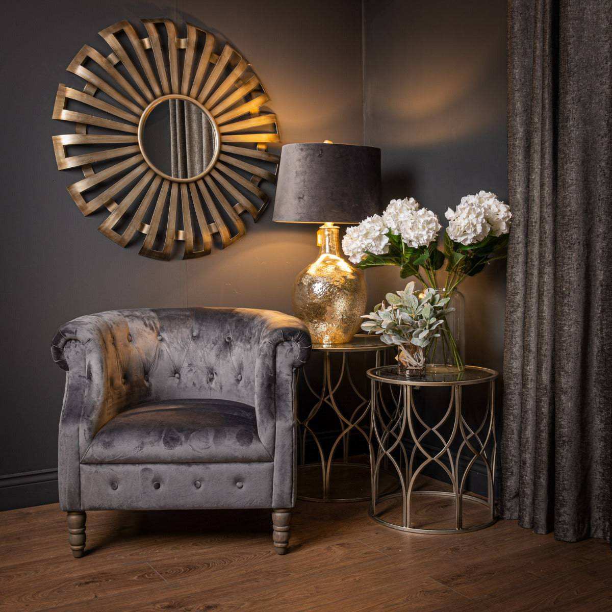 Evi Antique Silver Sunburst Mirror - Price Crash Furniture