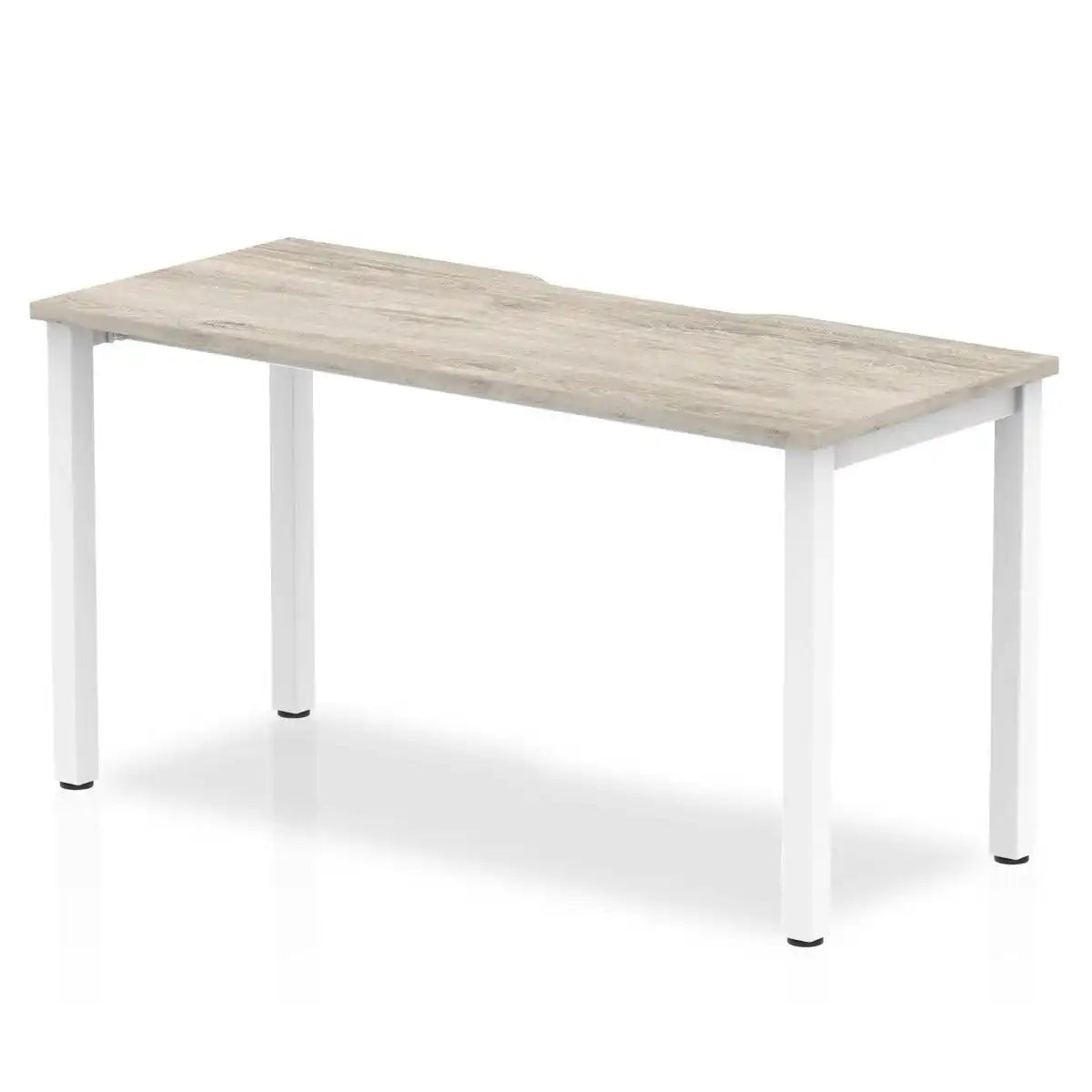 Evolve Plus Single Starter Desk with Grey Oak Top and White Frame - Price Crash Furniture