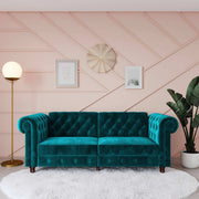 Felix Chesterfield Sofa Bed - Teal Velvet by Dorel - Price Crash Furniture