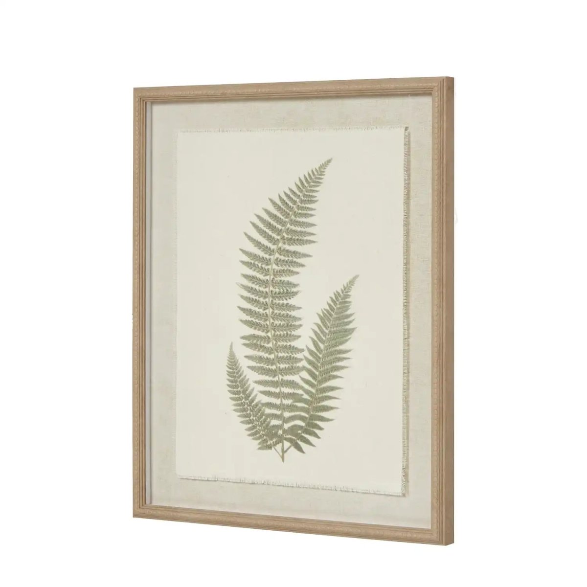 Fern Art On Texture - Torn Paper With Beaded Frame - Price Crash Furniture