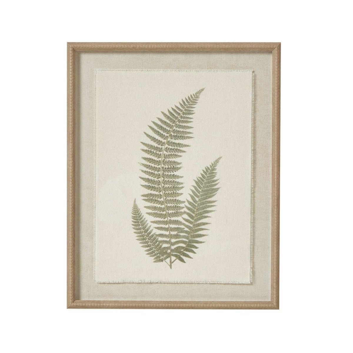 Fern Art On Texture - Torn Paper With Beaded Frame - Price Crash Furniture