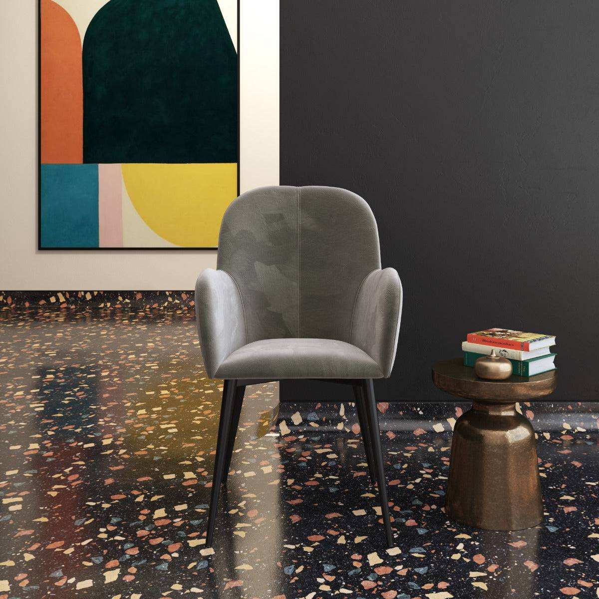 Fitz Velvet Accent and Bedroom Chair in Grey by Dorel - Price Crash Furniture