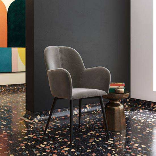 Fitz Velvet Accent and Bedroom Chair in Grey by Dorel - Price Crash Furniture
