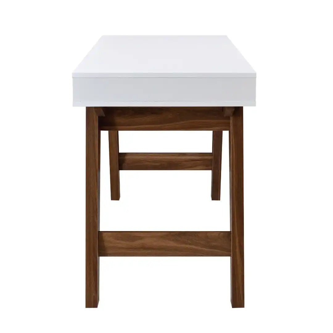 Florence Office / Computer Desk in White and Dark Oak - Price Crash Furniture