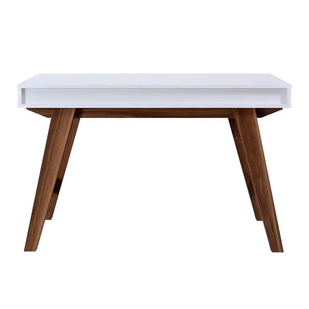 Florence Office / Computer Desk in White and Dark Oak - Price Crash Furniture
