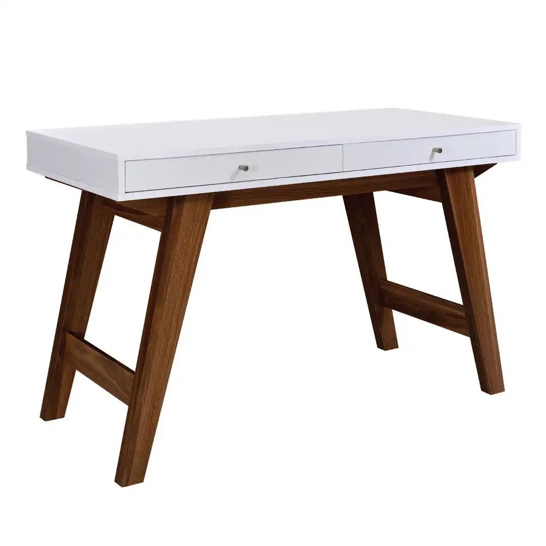 Florence Office / Computer Desk in White and Dark Oak - Price Crash Furniture