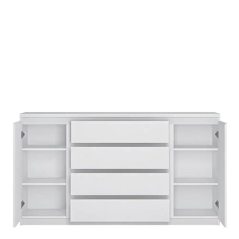 Fribo 2 Door 4 Drawer Sideboard Buffet Unit in White (Large) - Price Crash Furniture