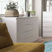 Fribo 2 Door 4 Drawer Sideboard Buffet Unit in White (Small) - Price Crash Furniture