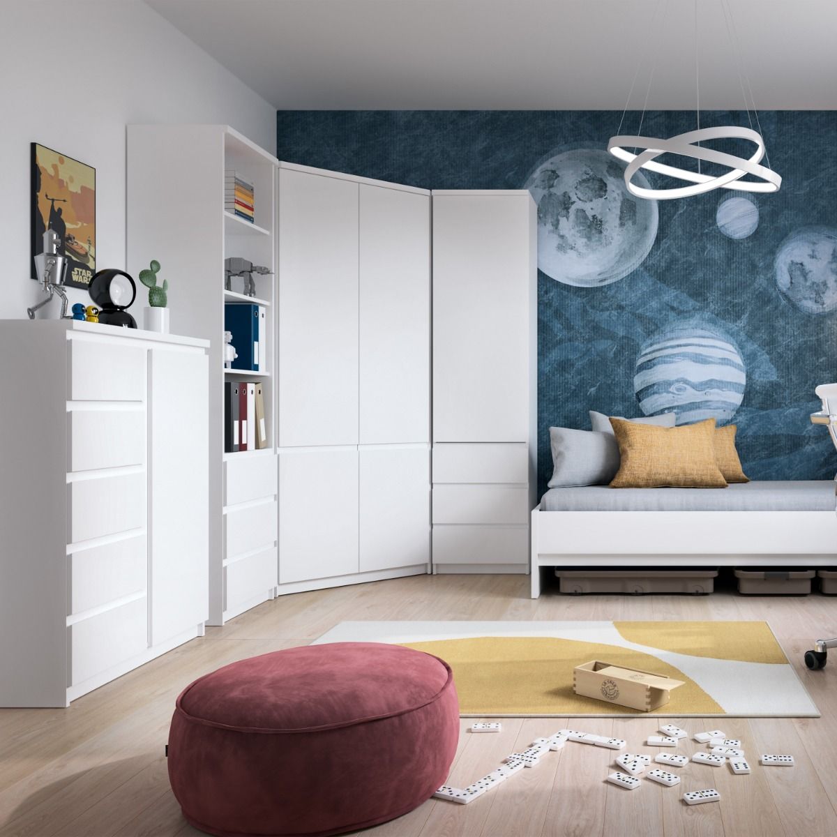 Fribo 2 Door Corner Wardrobe In Alpine White - Price Crash Furniture
