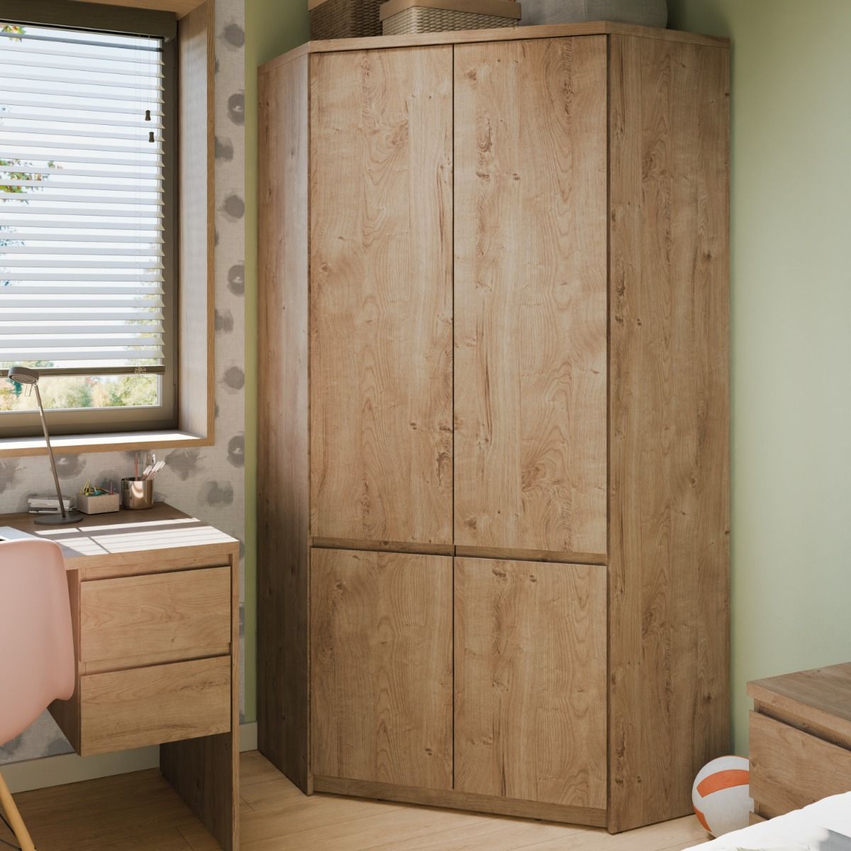 Fribo 2 Door Corner Wardrobe In Golden Ribbeck Oak - Price Crash Furniture