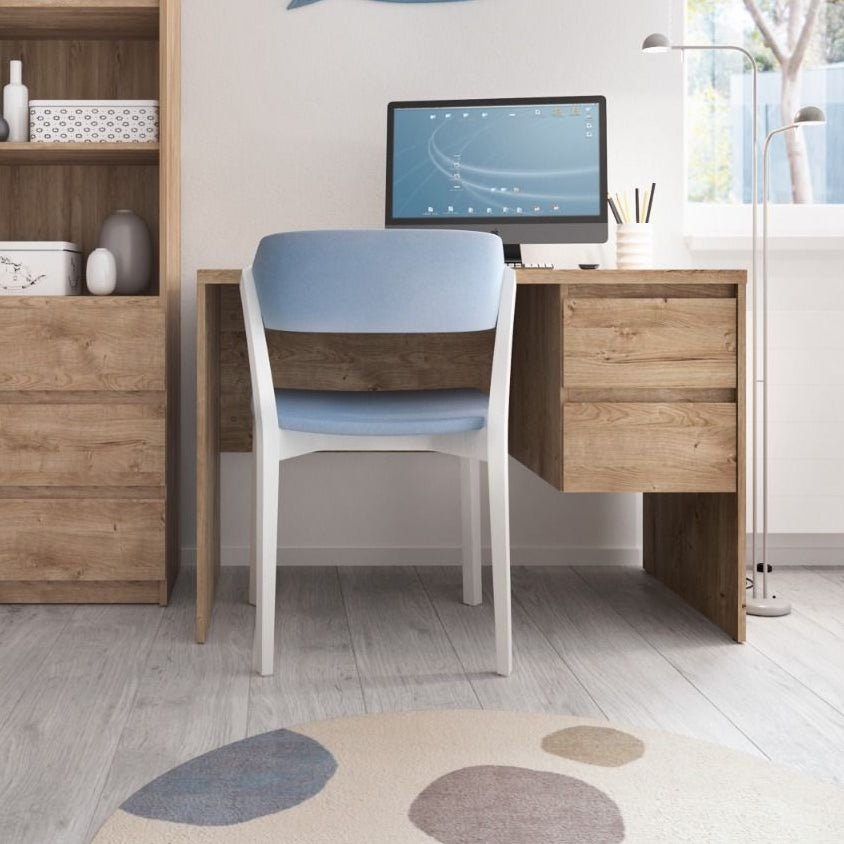 Fribo 2 Drawer Compact Study Desk In Golden Ribbeck Oak - Price Crash Furniture