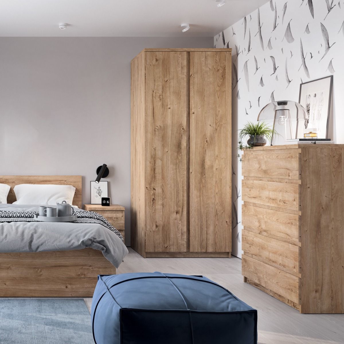 Fribo 5 Drawer Chest Of Drawers In Golden Ribbeck Oak - Price Crash Furniture