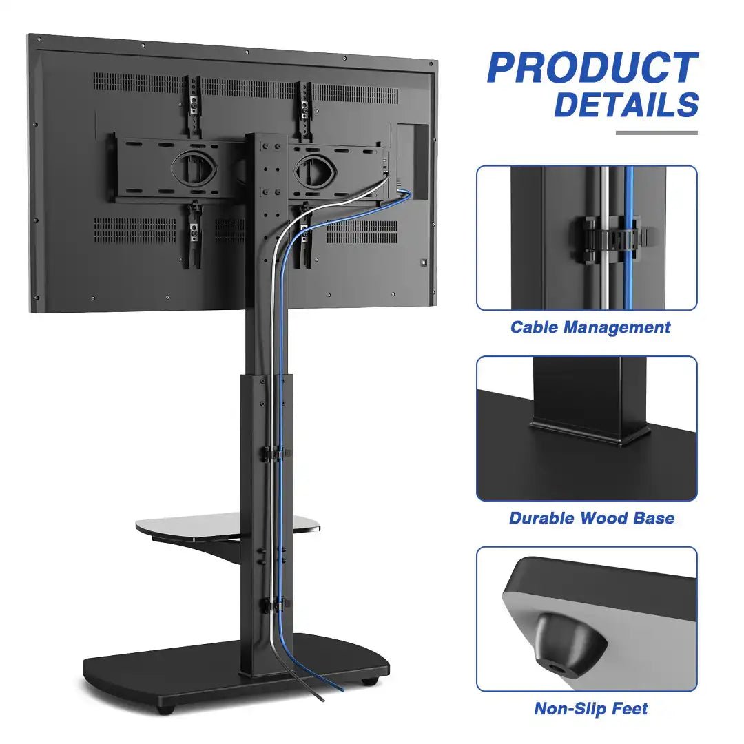 FS1 Floor Pedestal TV stand in Black - Price Crash Furniture