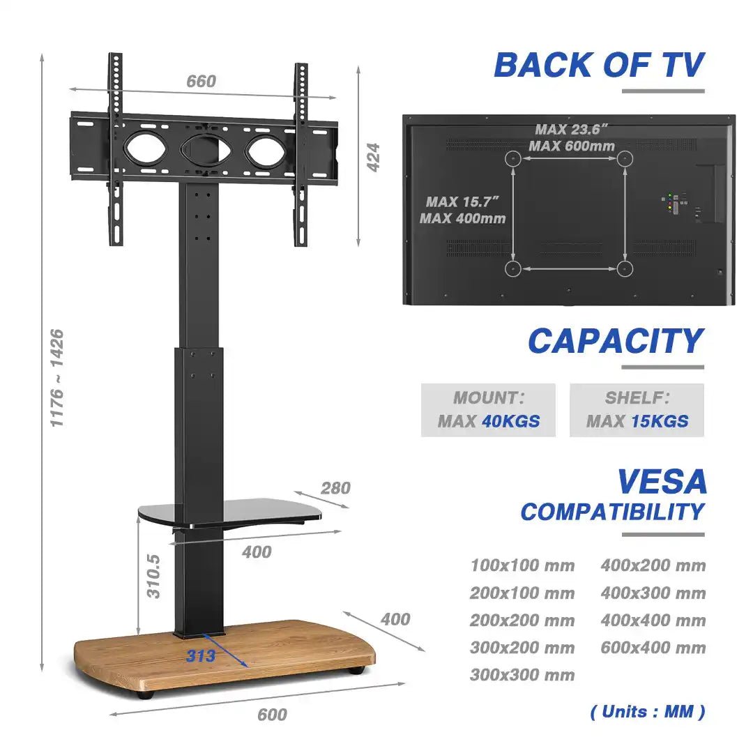 FS1 Floor Pedestal TV stand in Oak - Price Crash Furniture