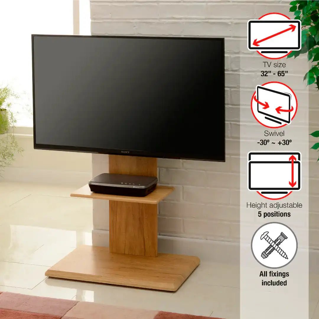 FS2 Floor Pedestal TV Stand in Oak - Price Crash Furniture