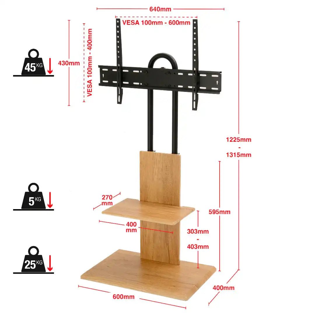 FS2 Floor Pedestal TV Stand in Oak - Price Crash Furniture