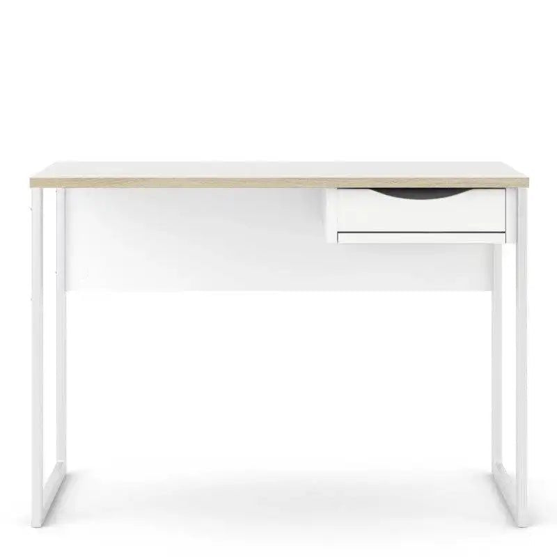 Function Plus Desk 1 Drawer in White with Oak Trim - Price Crash Furniture