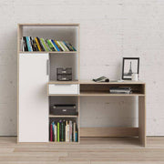 Function Plus Desk multi - functional Desk with Drawer and 1 Door in White and Oak - Price Crash Furniture