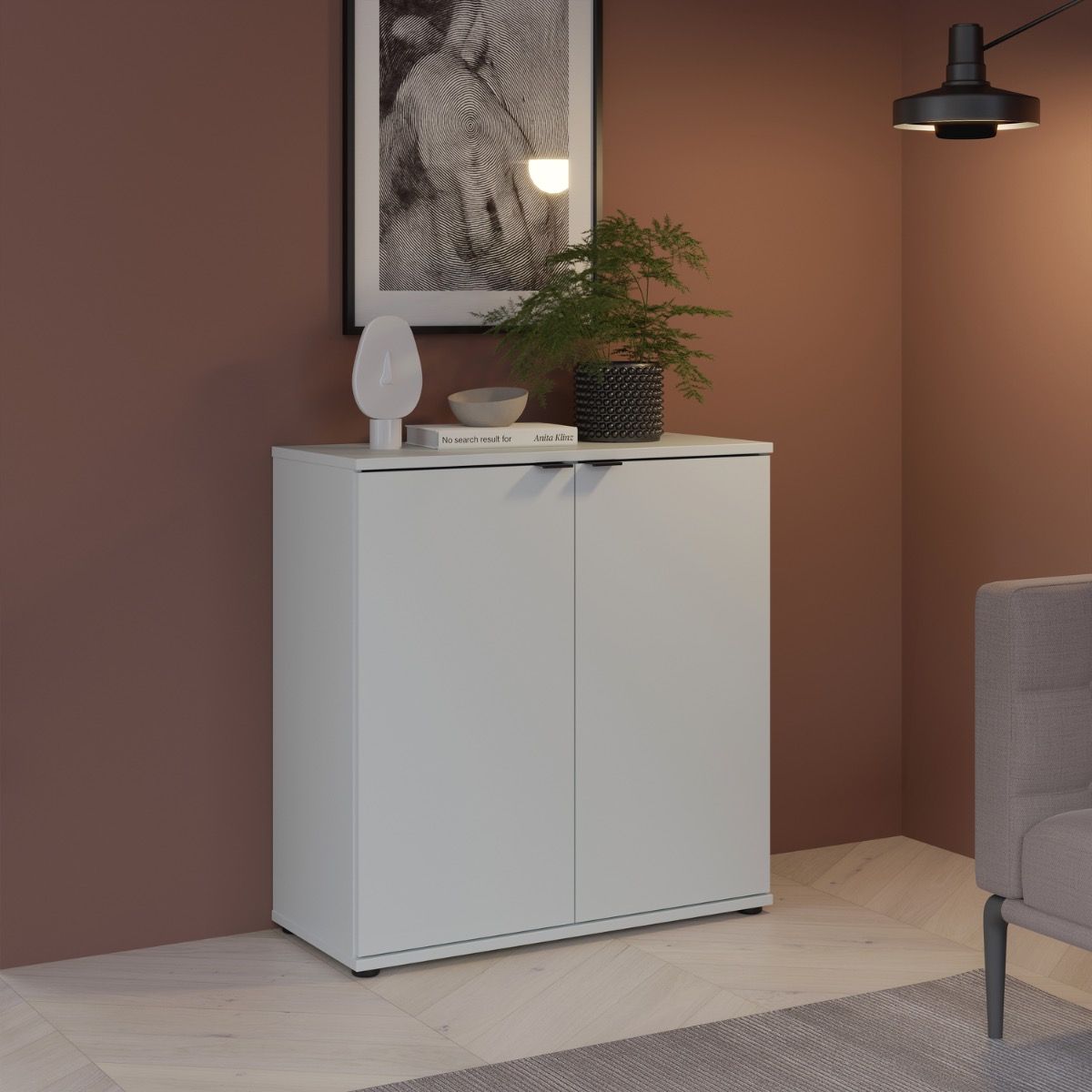 Ganymede 2 Door Cupboard In Light Grey - Price Crash Furniture