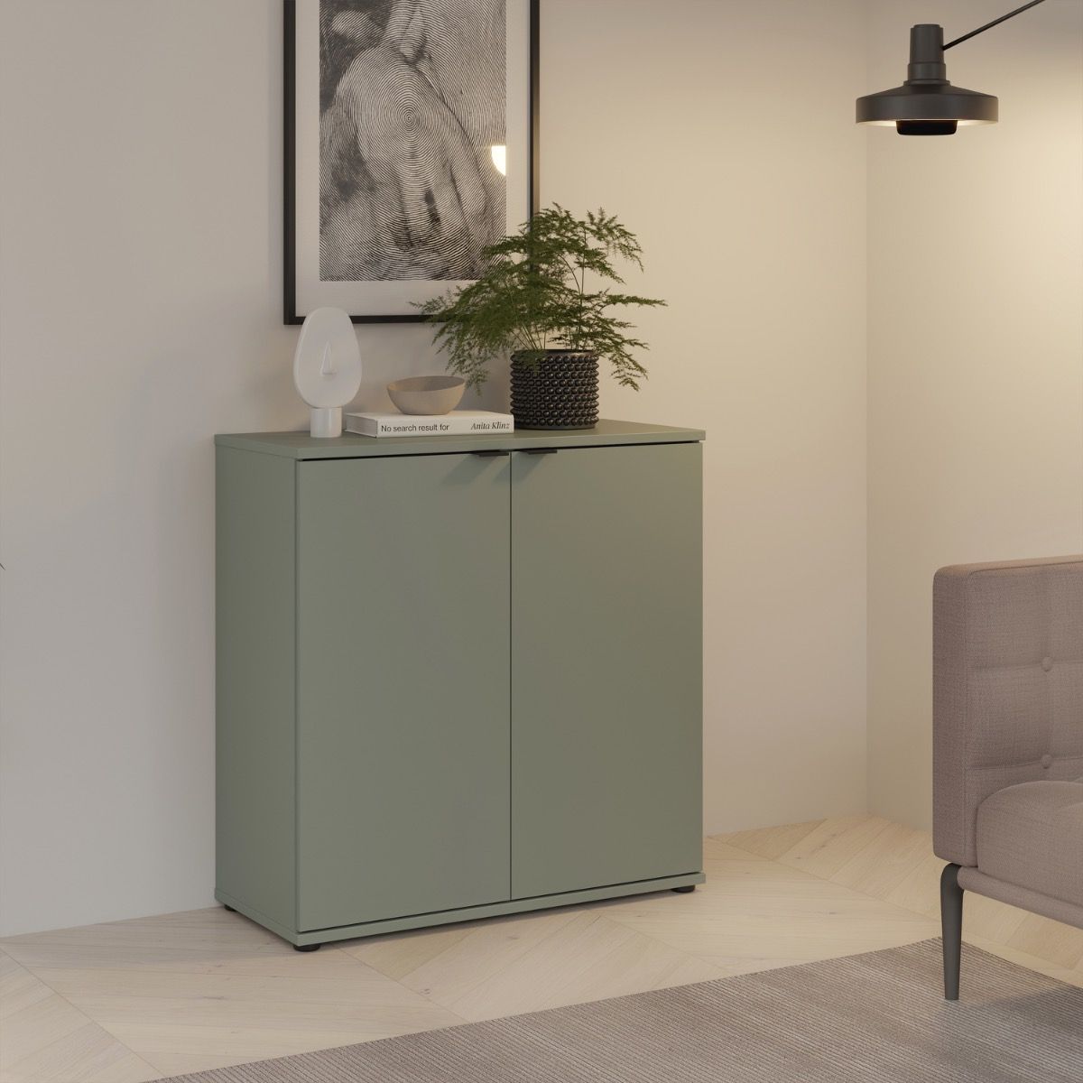 Ganymede 2 Door Cupboard In Sage Green - Price Crash Furniture