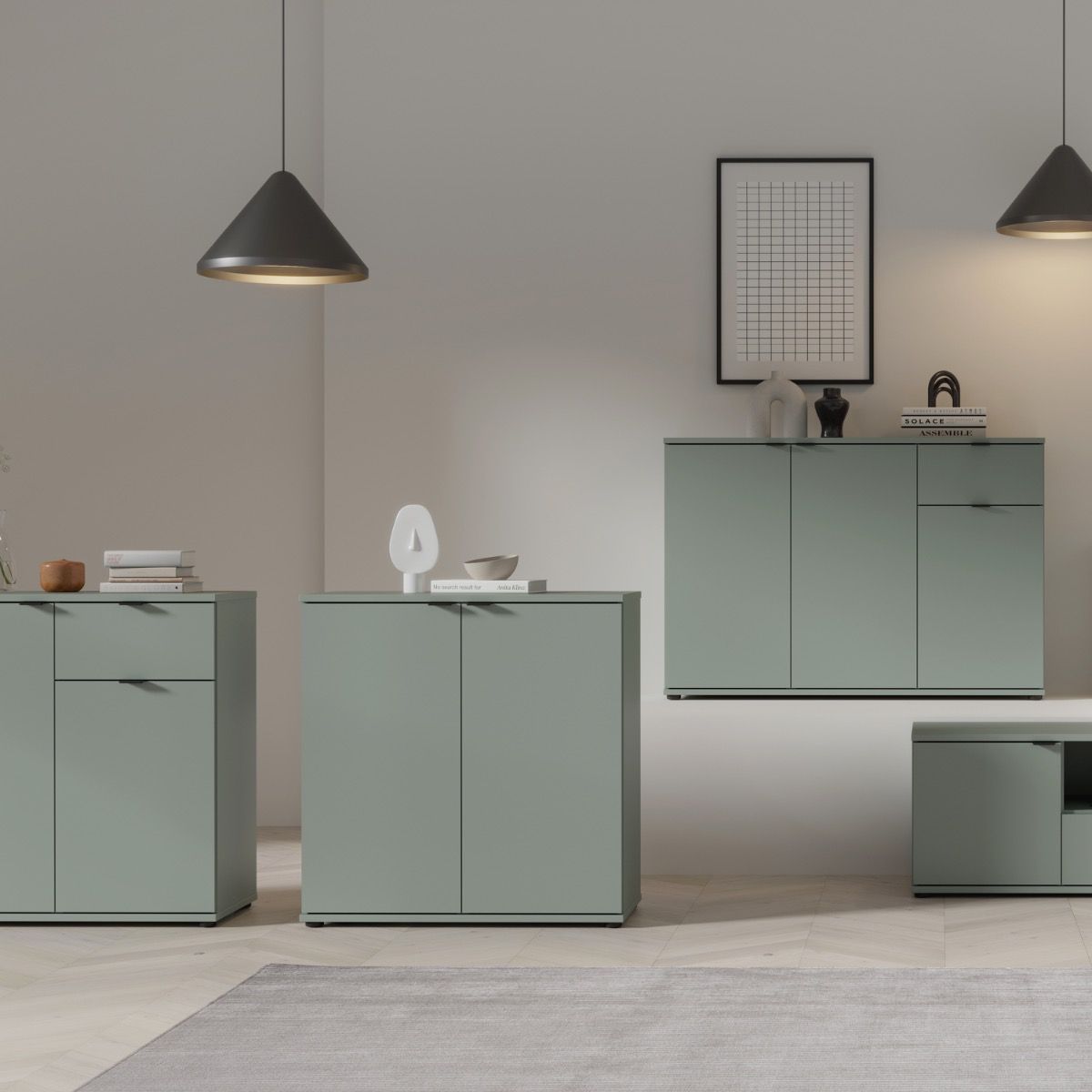 Ganymede 2 Door Cupboard In Sage Green - Price Crash Furniture