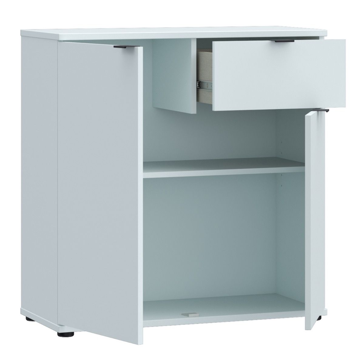 Ganymede 2 Door Cupboard With Drawer And Top Lip Detail In Light Grey - Price Crash Furniture