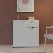 Ganymede 2 Door Cupboard With Drawer And Top Lip Detail In Light Grey - Price Crash Furniture