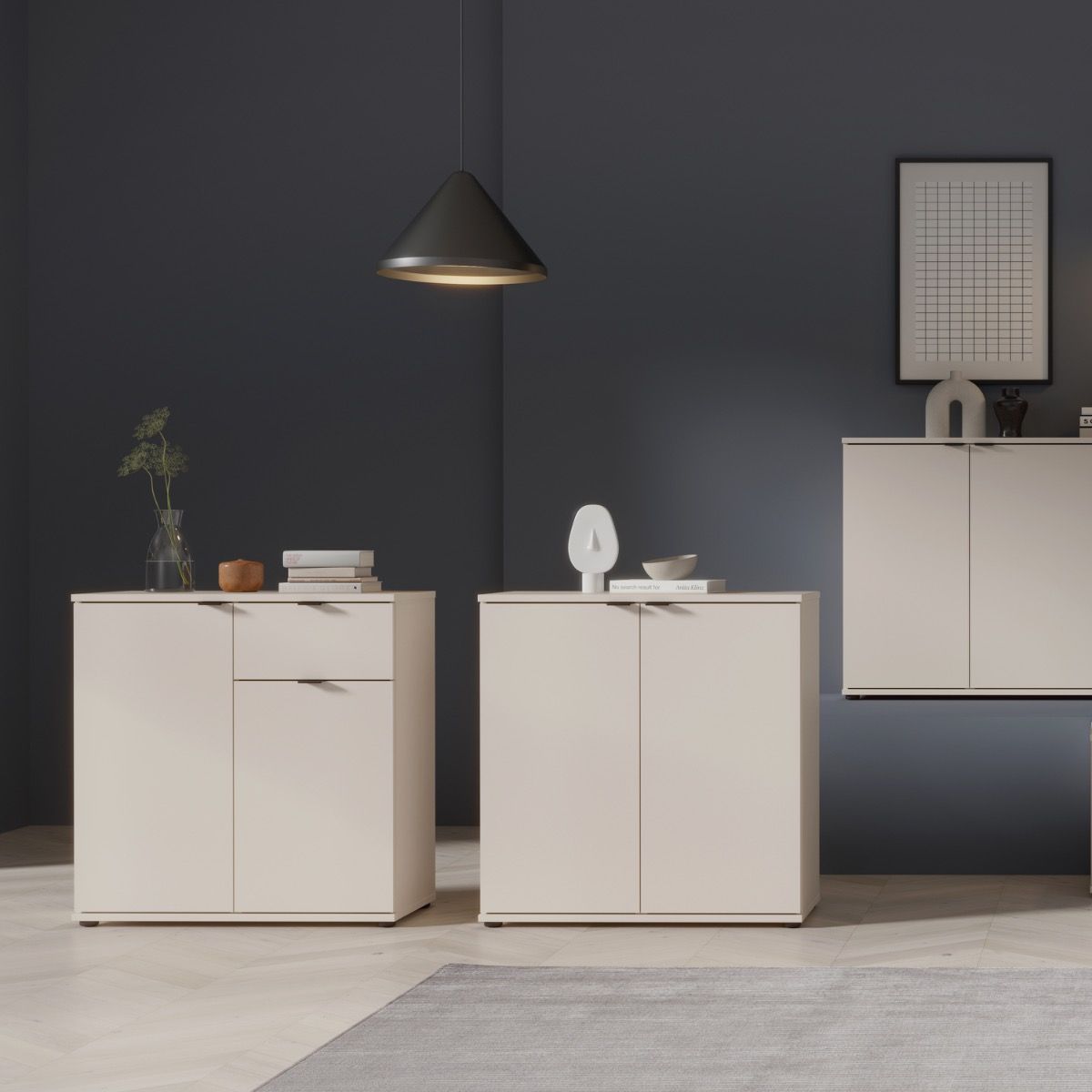 Ganymede 2 Door Cupboard With Drawer In Sand - Price Crash Furniture