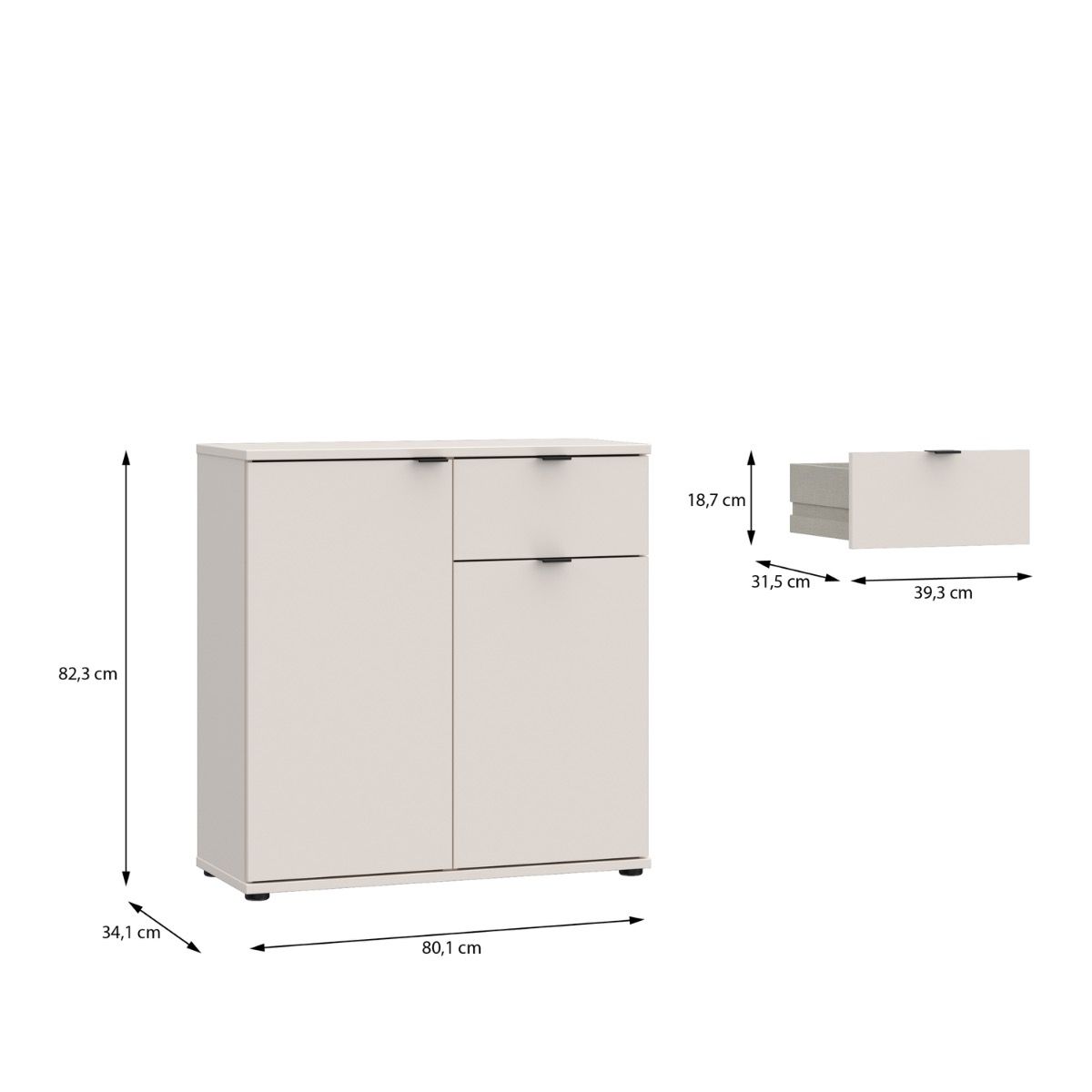 Ganymede 2 Door Cupboard With Drawer In Sand - Price Crash Furniture